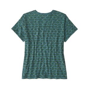 Title Nine Women's Ravine T-Shirt Teal‎ Green Diamond Print Short Sleeve- Size S